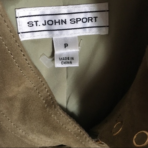 St. John Sport Green Suede Zip Up Vest - Picture 3 of 4